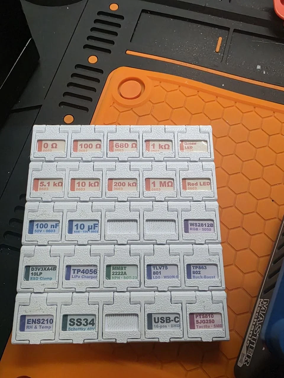 Labelled SMD parts for the ESP32-S3 dev board build